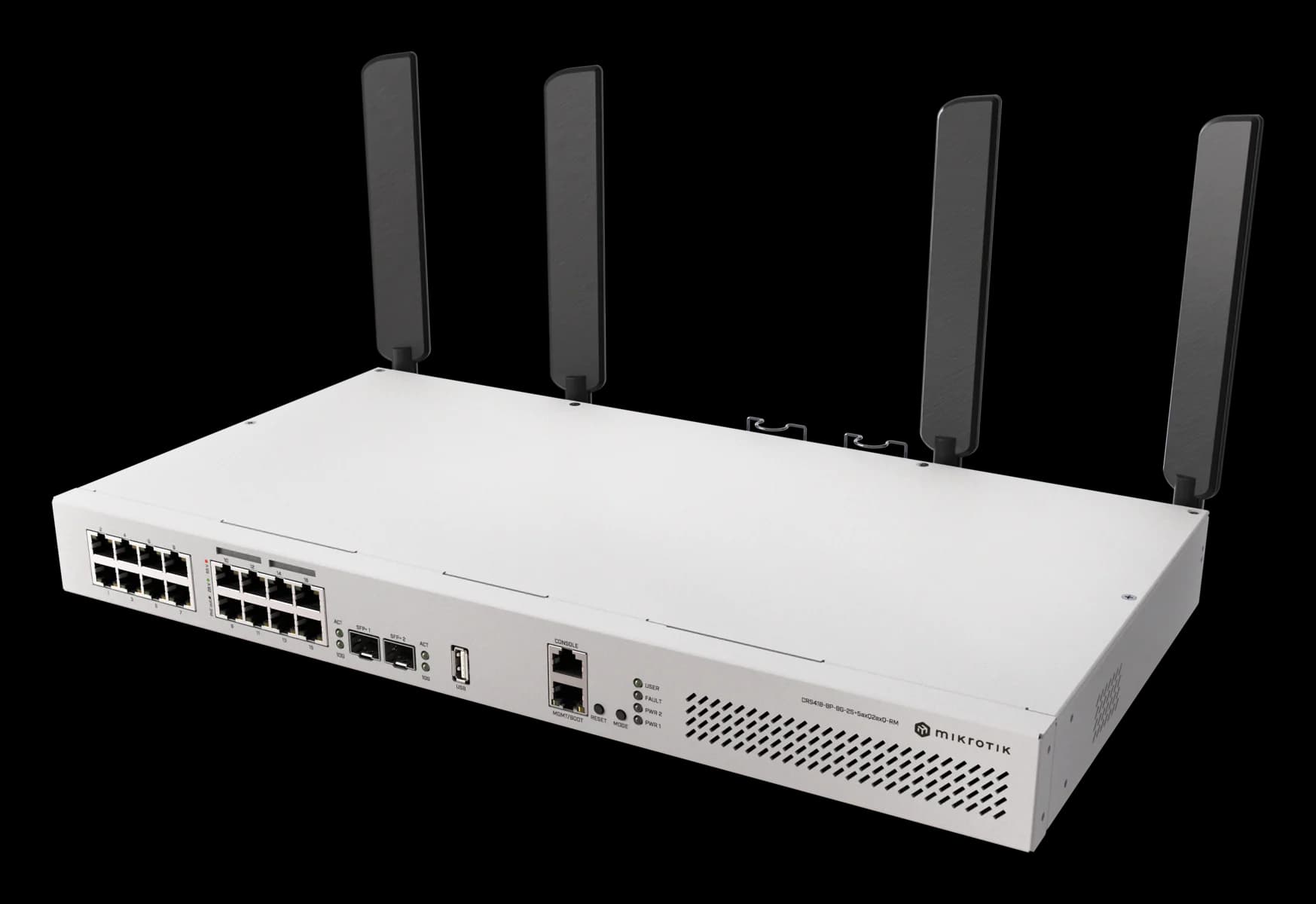 نمای اصلی سوئیچ MikroTik CRS418-8P-8G-2S+5axQ2axQ-RM