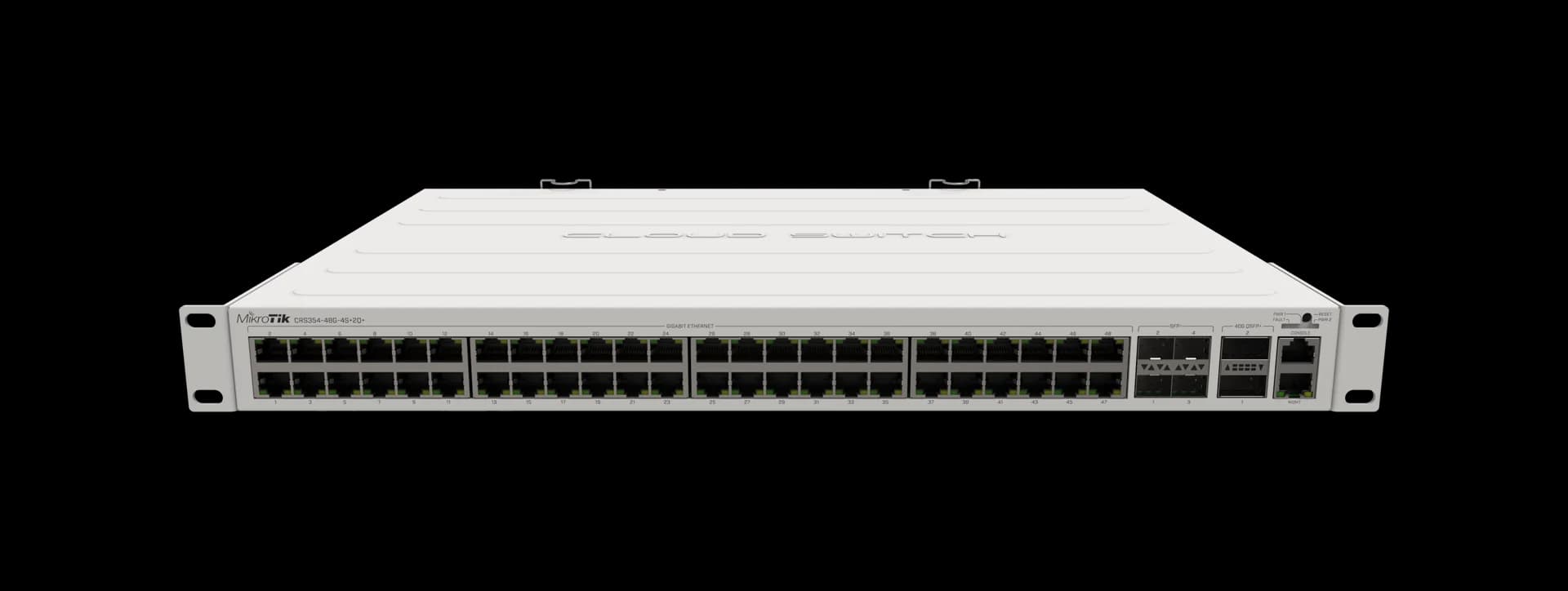 نمای پشتی سوئیچ MikroTik CRS354-48G-4S+2Q+RM