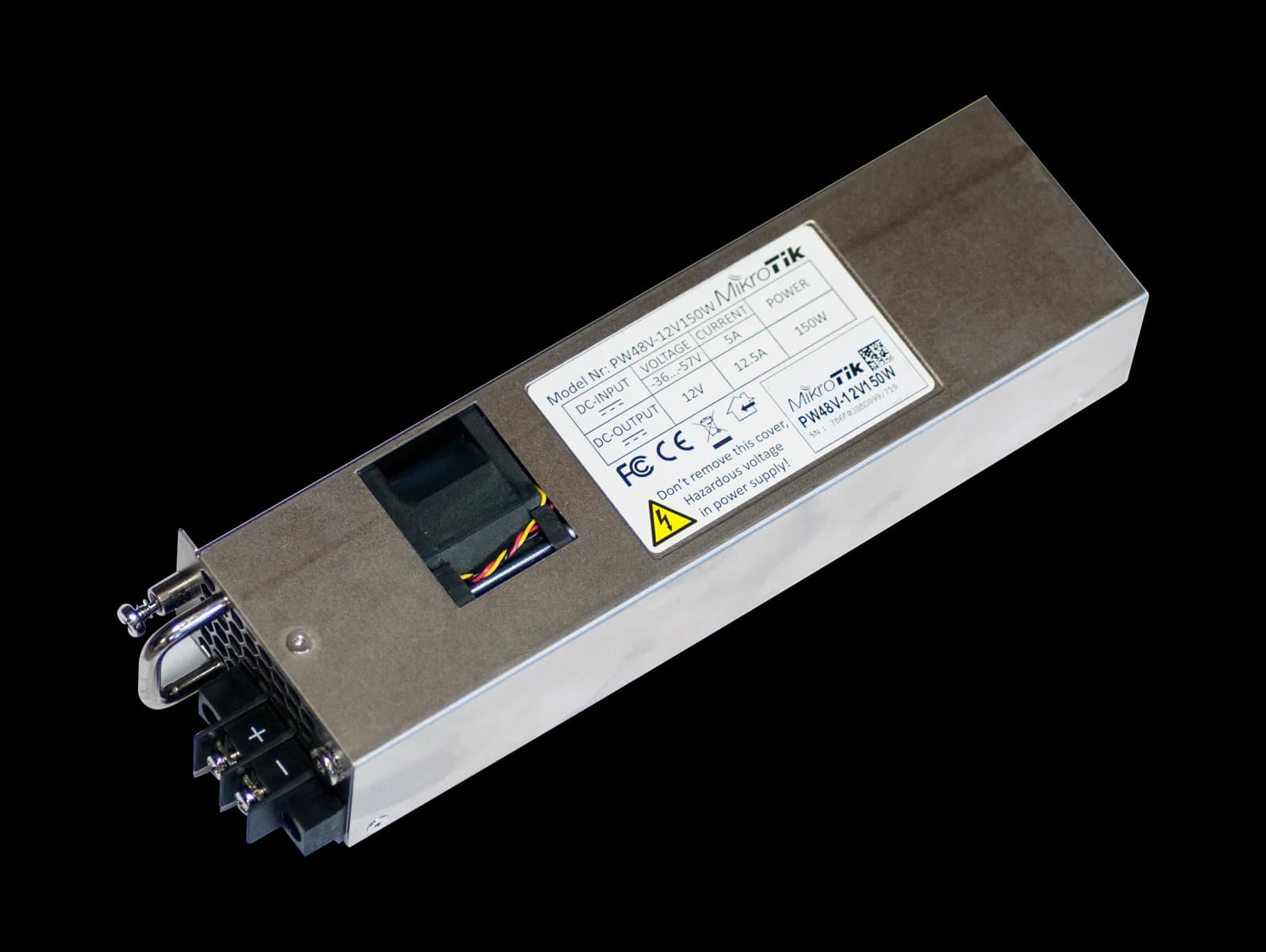 منبع تغذیه MikroTik PW48V-12V150W نمای کامل محصول