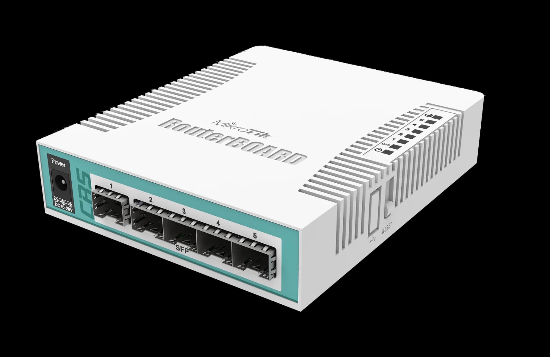 نمای اصلی سوئیچ MikroTik CRS106-1C-5S