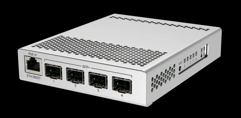MikroTik CRS305-1G-4S+IN desktop switch, front view