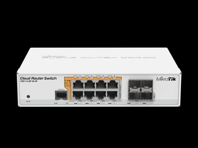 نمای اصلی سوئیچ MikroTik CRS112-8P-4S-IN